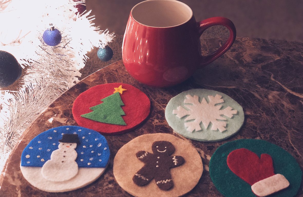 easy holiday felt coasters