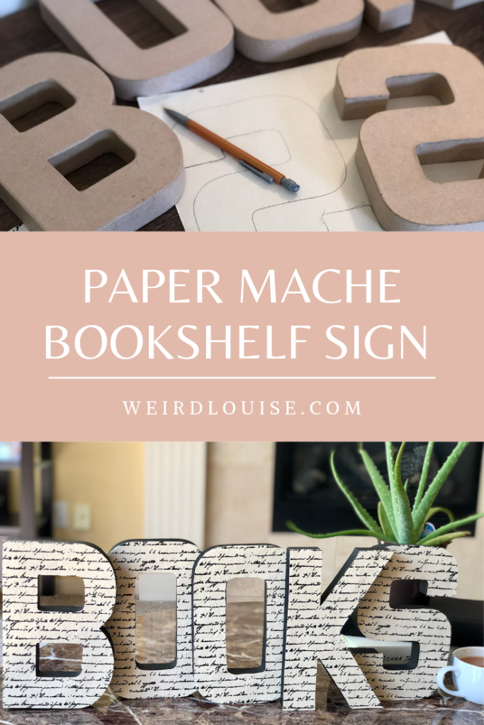 Paper Mache Bookshelf Sign DIY Pin
