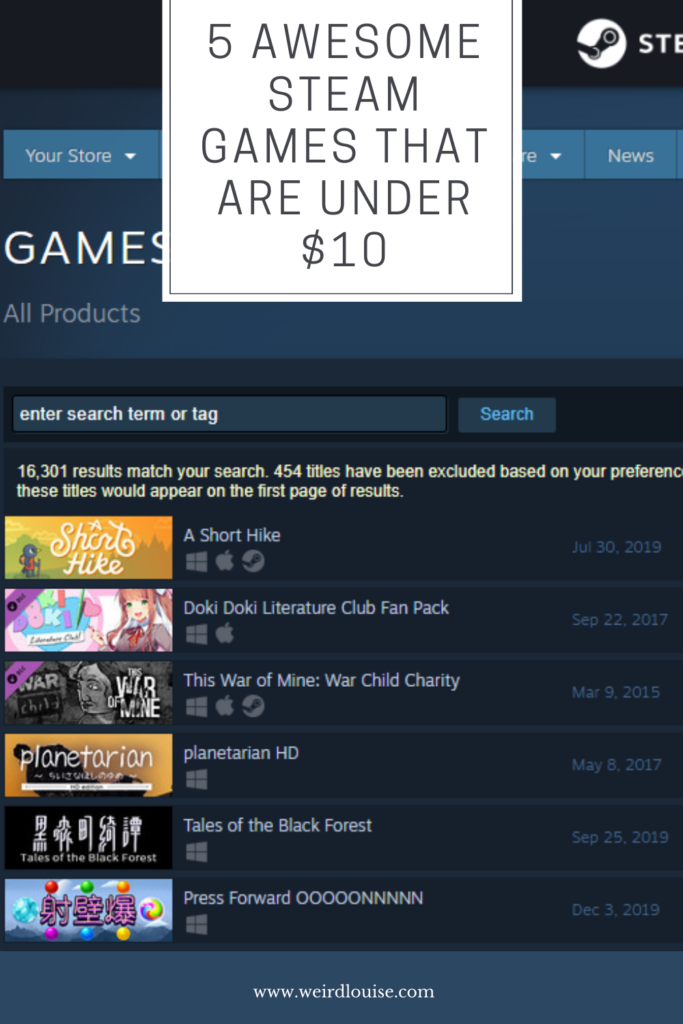 5 Awesome Steam Games that are Under $10 Pin