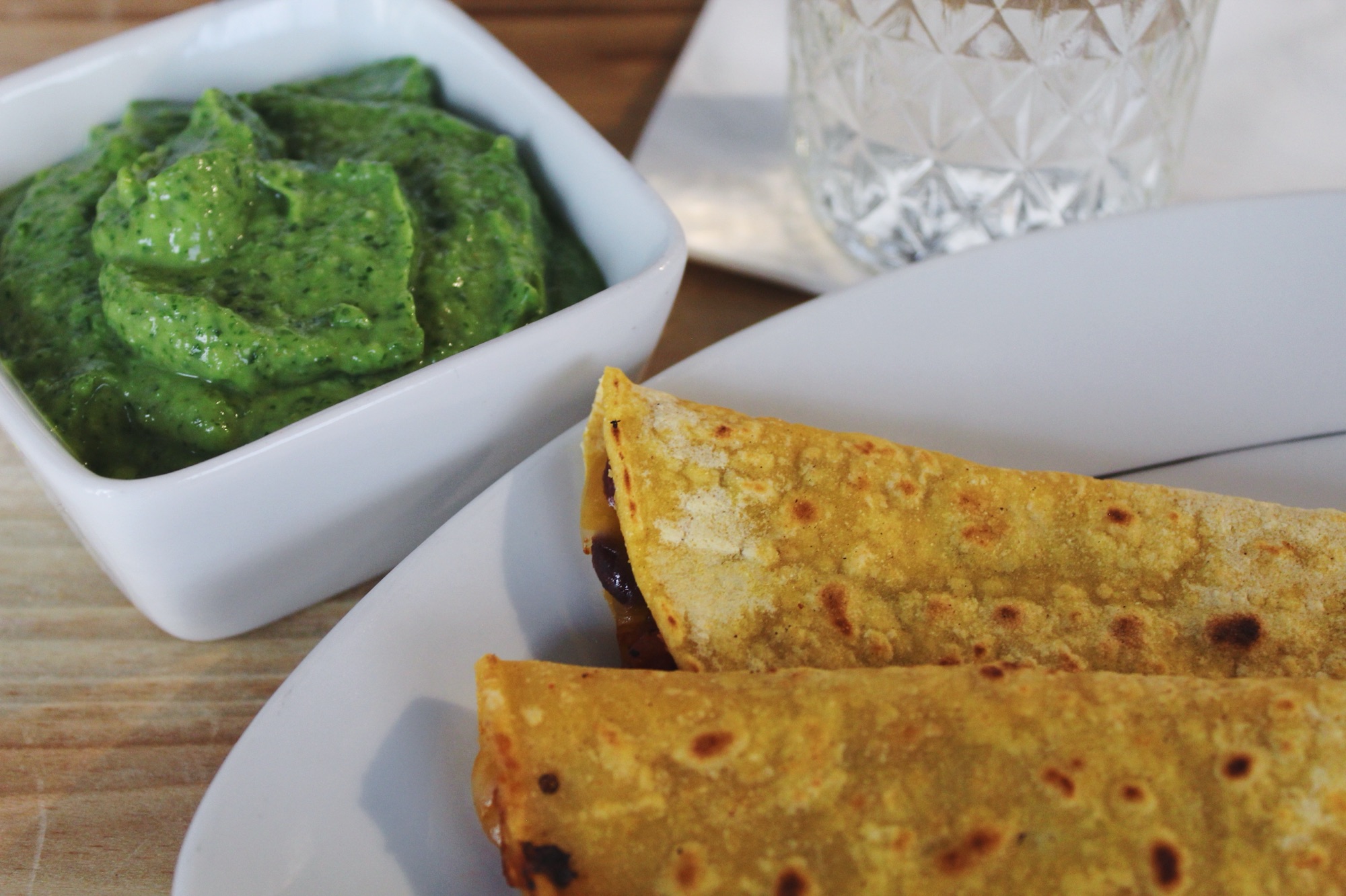 Crispy Black Bean Tacos with Avocado Sauce